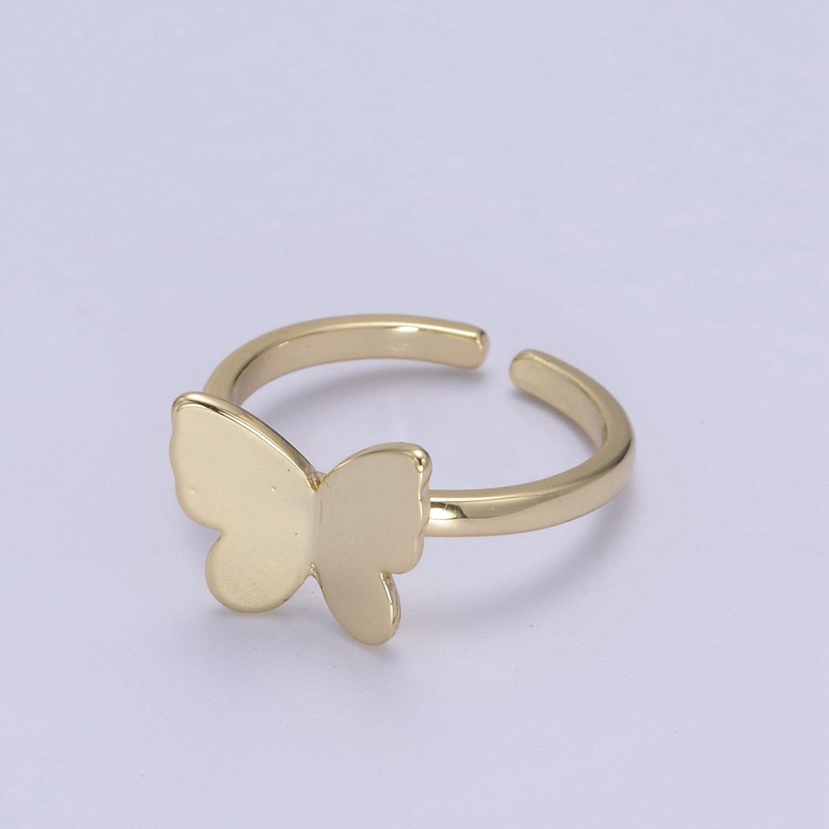 Minimalist 24K Gold Filled Mariposa Butterfly Open Adjustable Ring in Gold &amp; Silver U-446