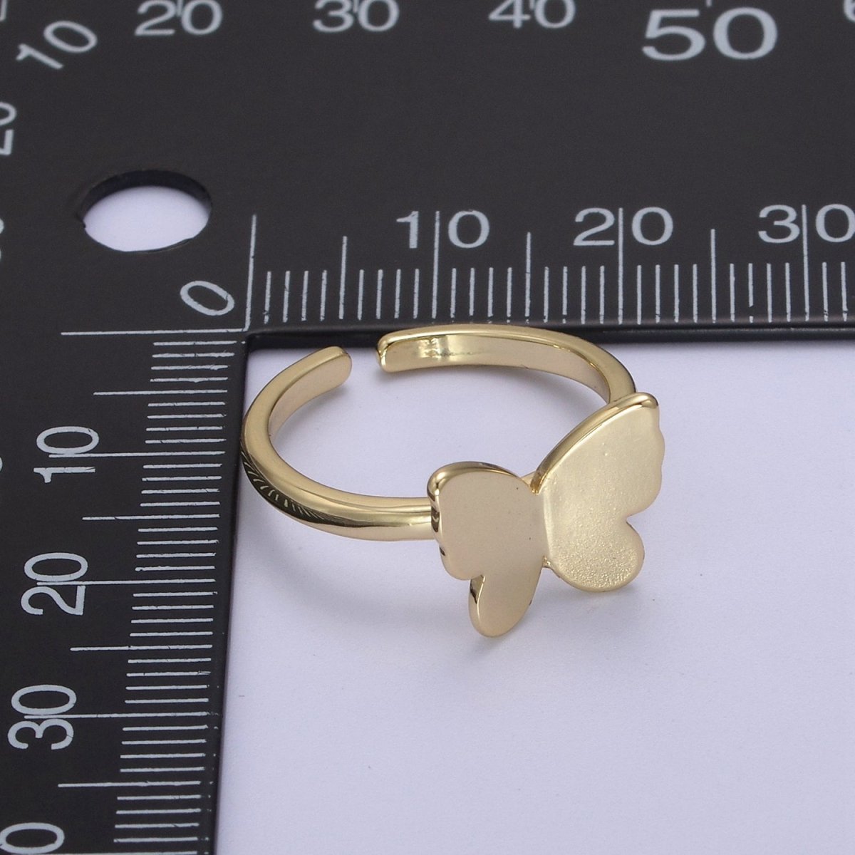 Minimalist 24K Gold Filled Mariposa Butterfly Open Adjustable Ring in Gold &amp; Silver U-446