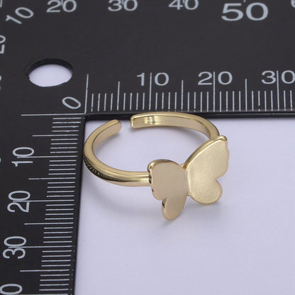Minimalist 24K Gold Filled Mariposa Butterfly Open Adjustable Ring in Gold &amp; Silver U-446