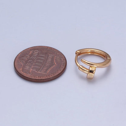 Minimalist 24K Gold Filled Needle Earring Huggie Hoop Earrings P-403