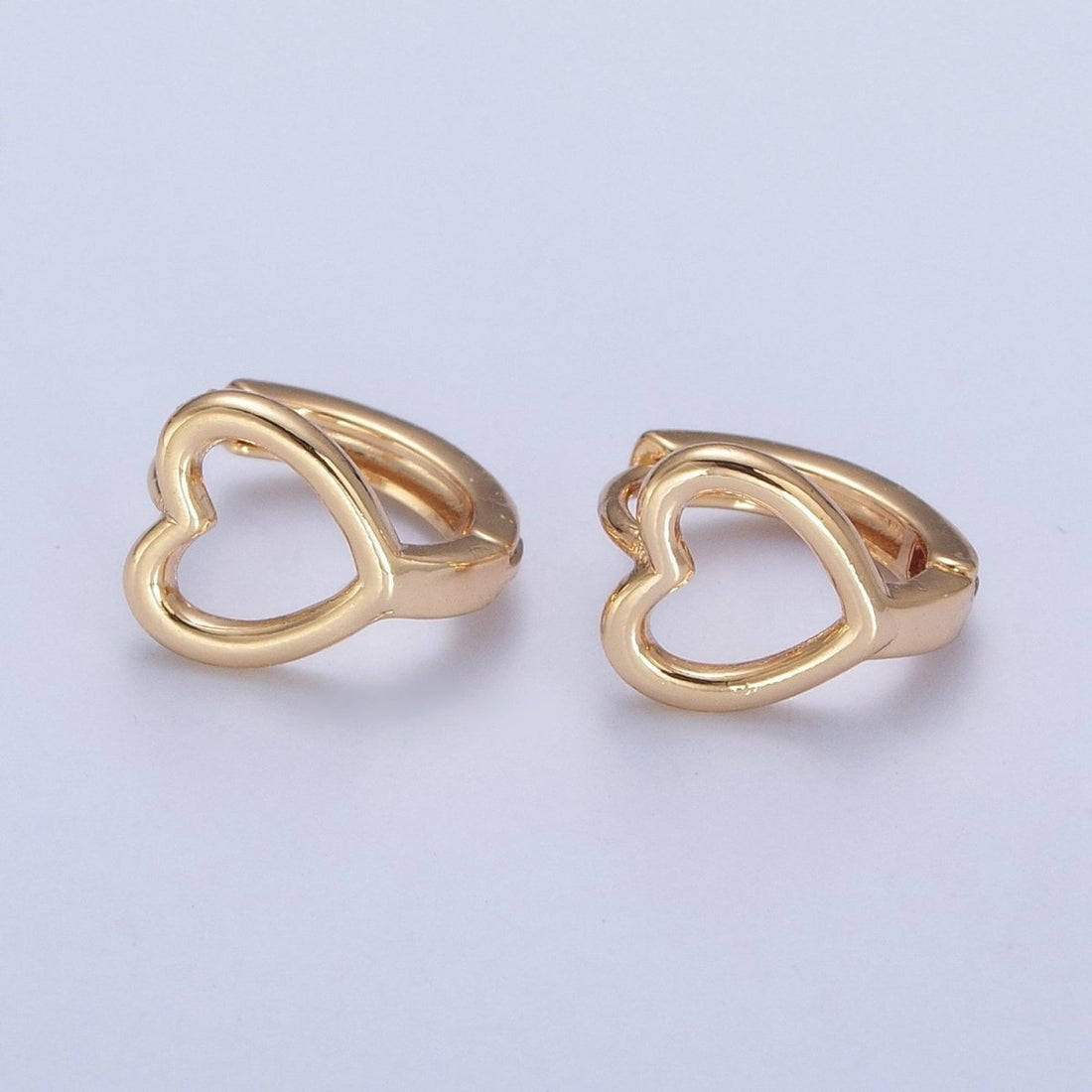 Minimalist 24K Gold Filled Valentine Love Heart Huggie Hoops Earrings P-338