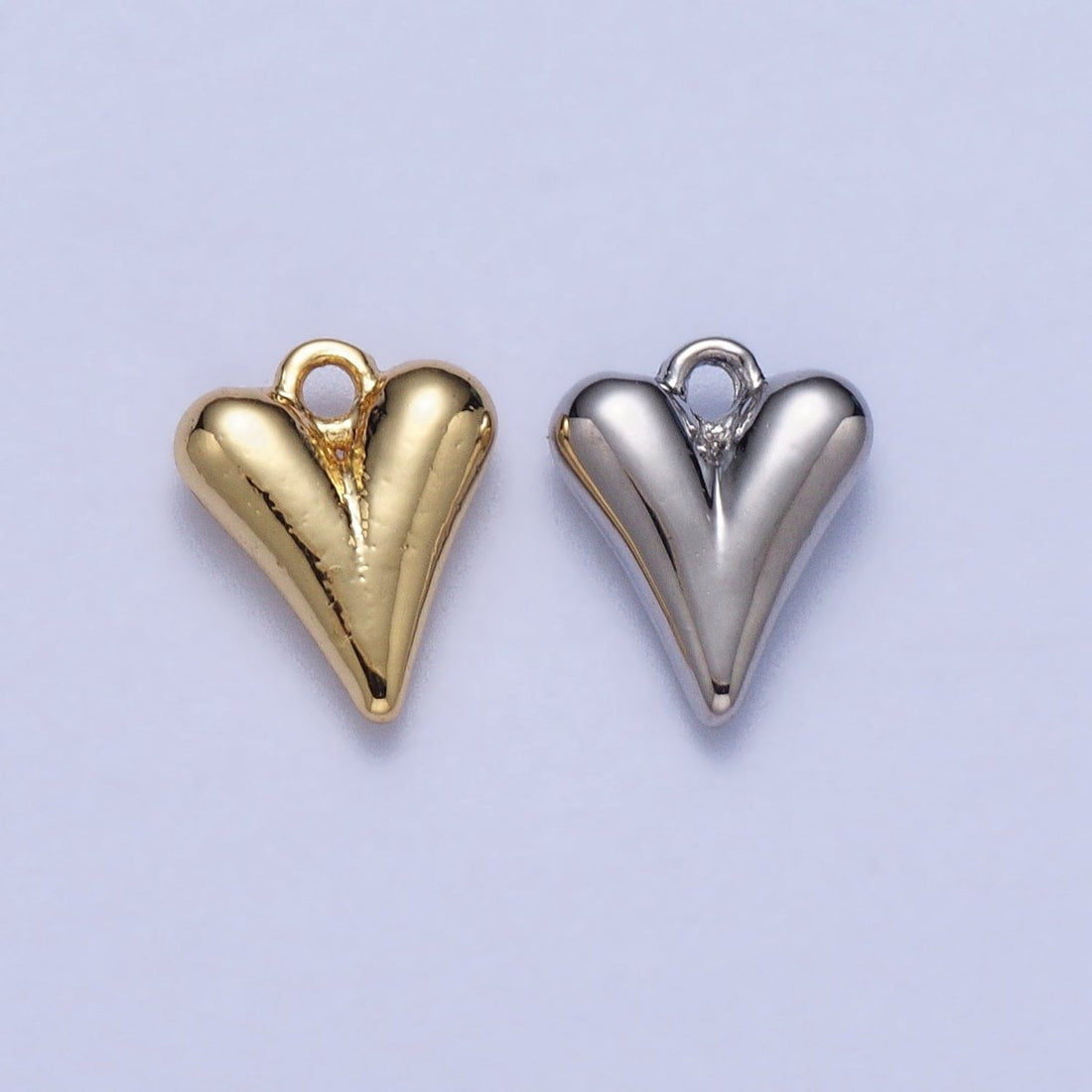 Minimalist 9.7mm Puffed Heart Love Add-On Charm In Gold &amp; Silver | AC034