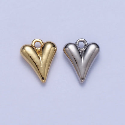 Minimalist 9.7mm Puffed Heart Love Add-On Charm In Gold &amp; Silver | AC034