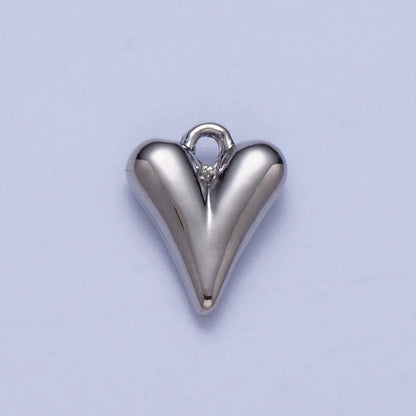 Minimalist 9.7mm Puffed Heart Love Add-On Charm In Gold &amp; Silver | AC034