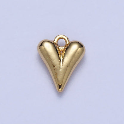 Minimalist 9.7mm Puffed Heart Love Add-On Charm In Gold &amp; Silver | AC034
