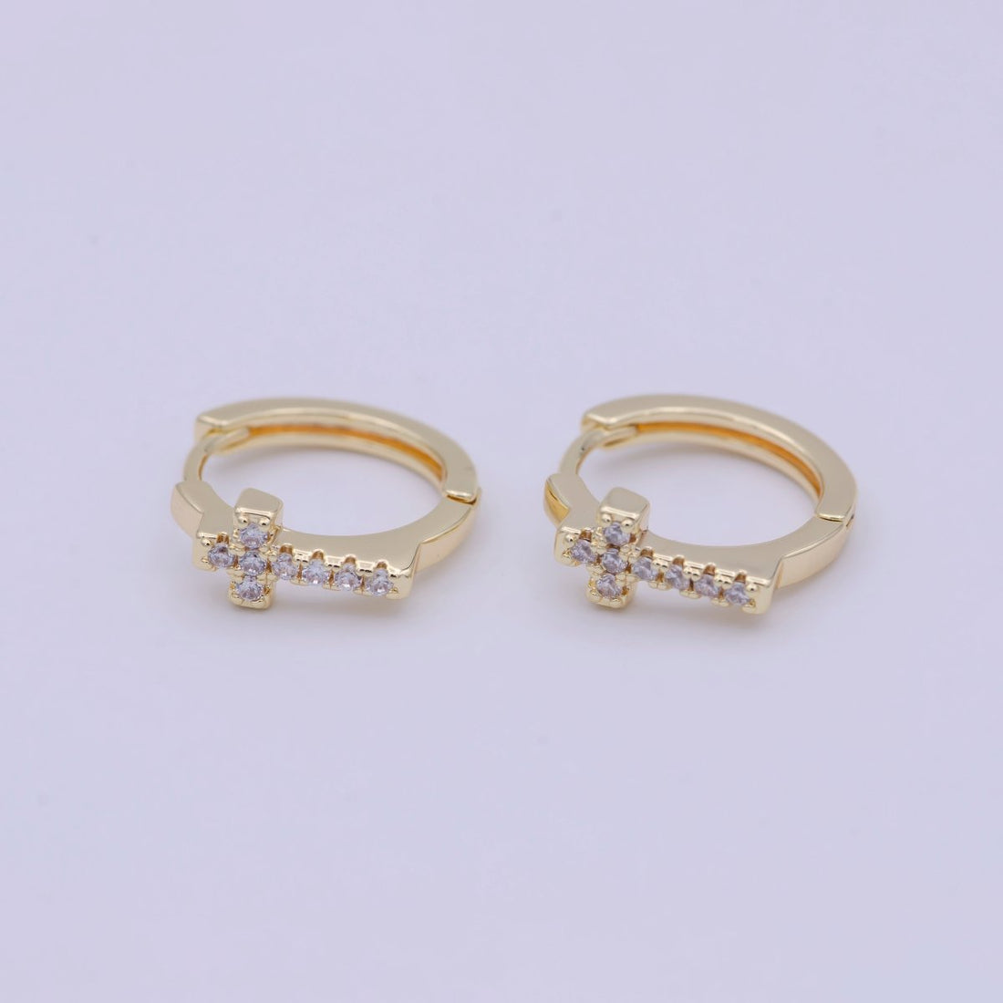 Minimalist Cross Gold Hoop Earring Religious Jewelry Wholesale Earring T-339
