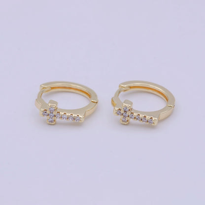 Minimalist Cross Gold Hoop Earring Religious Jewelry Wholesale Earring T-339