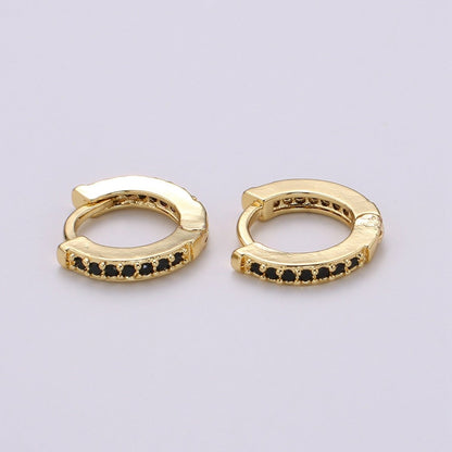Minimalist CZ Huggie Hoops in Gold 12mm Clicker Hoops Dainty Hoops Earring Simple Lever back Hoop Earrings P-022~P-027