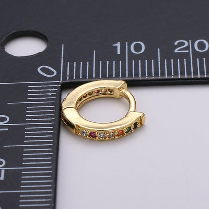 Minimalist CZ Huggie Hoops in Gold 12mm Clicker Hoops Dainty Hoops Earring Simple Lever back Hoop Earrings P-022~P-027