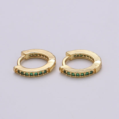 Minimalist CZ Huggie Hoops in Gold 12mm Clicker Hoops Dainty Hoops Earring Simple Lever back Hoop Earrings P-022~P-027
