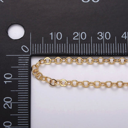 Minimalist Dainty 24K Gold Filled 3mm Round Rolo Unfinished Chain by Yard in Gold &amp; Silver | ROLL-1046, ROLL-1087 Clearance Pricing