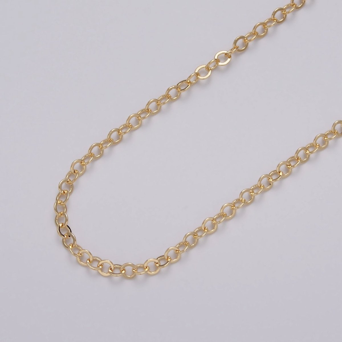 Minimalist Dainty 24K Gold Filled 3mm Round Rolo Unfinished Chain by Yard in Gold &amp; Silver | ROLL-1046, ROLL-1087 Clearance Pricing