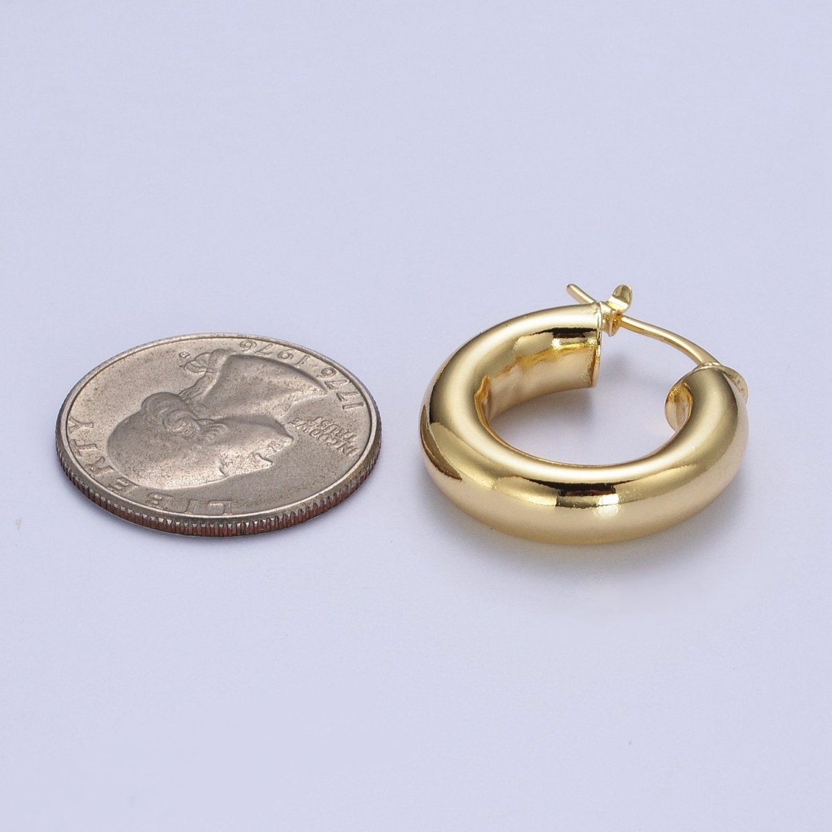 Minimalist Dome Tube Hoop Latch Earrings in Gold &amp; Silver | AD-185 AD-186