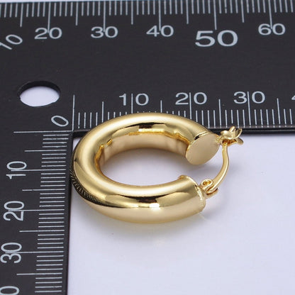 Minimalist Dome Tube Hoop Latch Earrings in Gold &amp; Silver | AD-185 AD-186