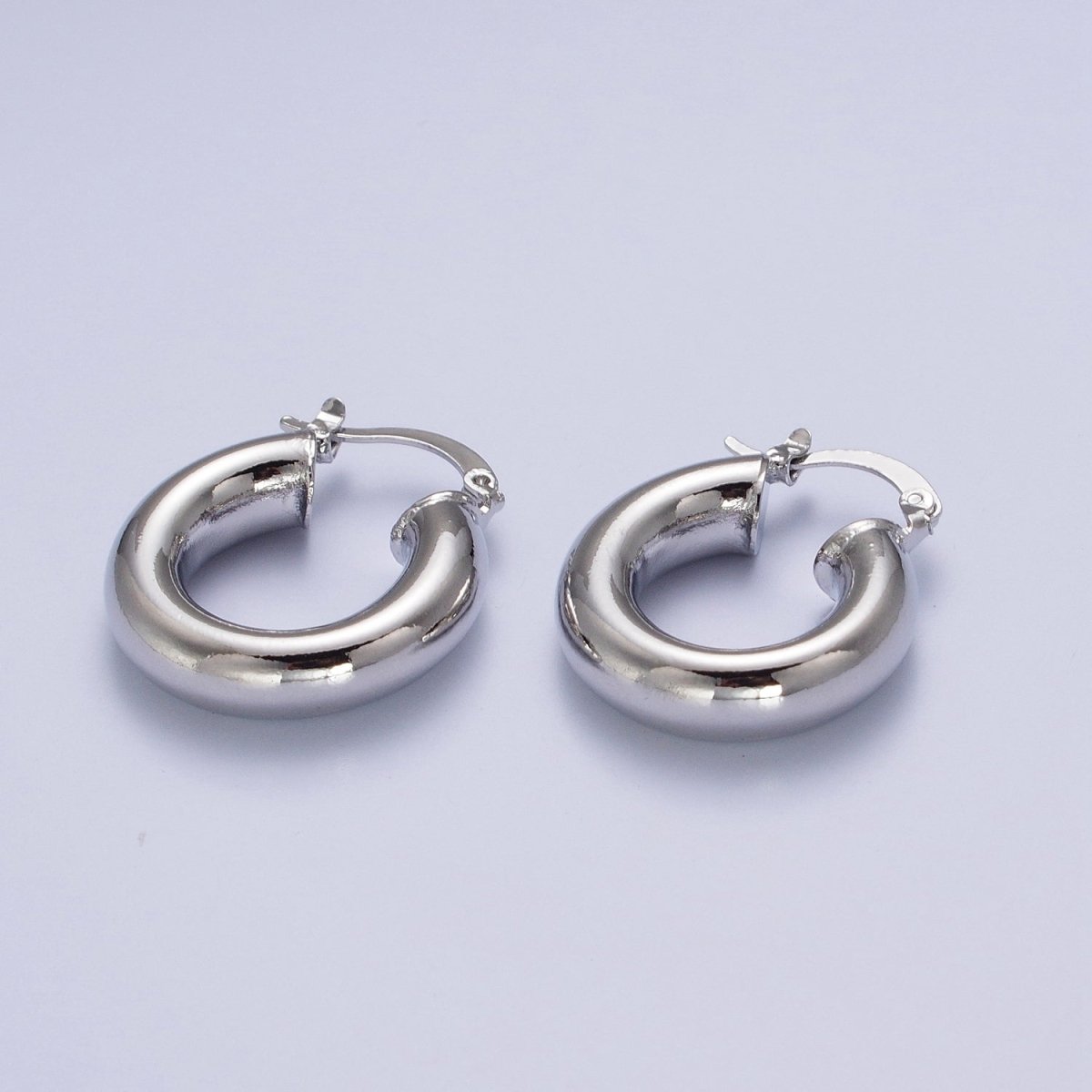 Minimalist Dome Tube Hoop Latch Earrings in Gold &amp; Silver | AD-185 AD-186