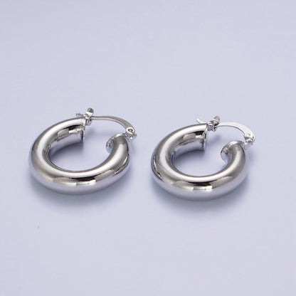 Minimalist Dome Tube Hoop Latch Earrings in Gold &amp; Silver | AD-185 AD-186