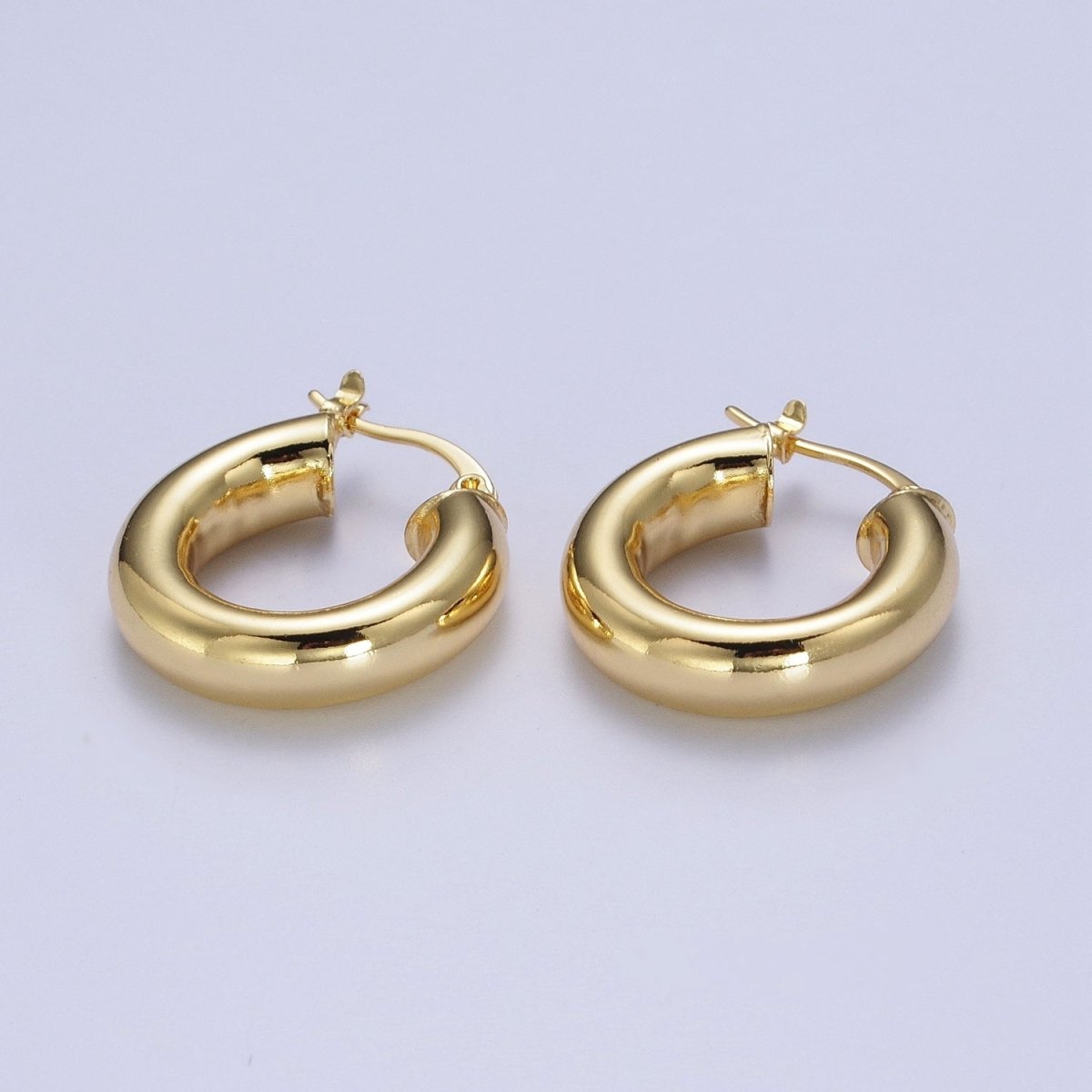 Minimalist Dome Tube Hoop Latch Earrings in Gold &amp; Silver | AD-185 AD-186