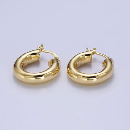 Minimalist Dome Tube Hoop Latch Earrings in Gold &amp; Silver | AD-185 AD-186