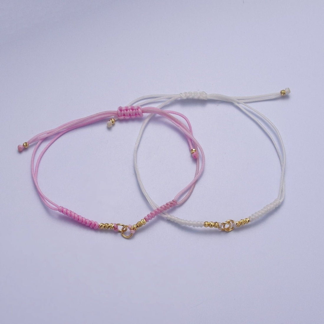 Minimalist Fabric Knot Pink/White Bracelet Making Supply Jewelry Component   K-021 L-936