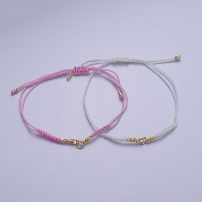 Minimalist Fabric Knot Pink/White Bracelet Making Supply Jewelry Component   K-021 L-936