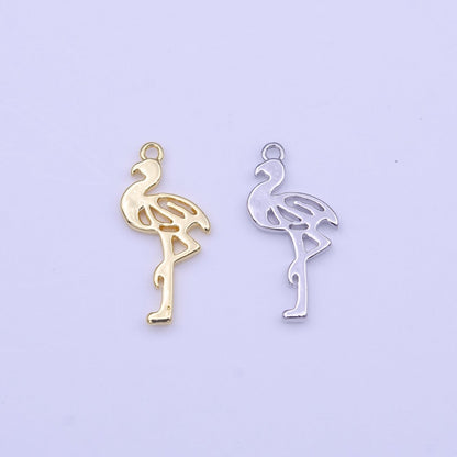 Minimalist Flamingo Bird Charm in Gold &amp; Silver | C-505 C-516