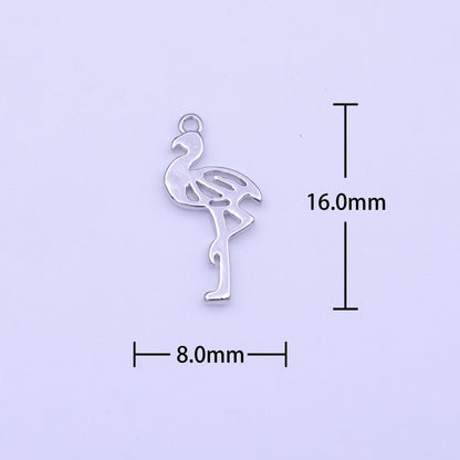 Minimalist Flamingo Bird Charm in Gold &amp; Silver | C-505 C-516