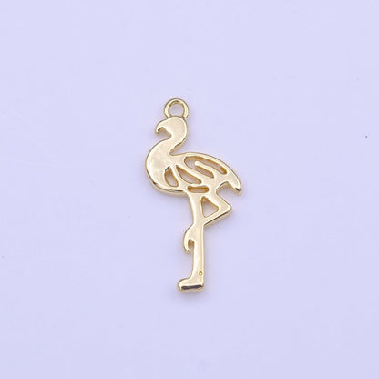 Minimalist Flamingo Bird Charm in Gold &amp; Silver | C-505 C-516