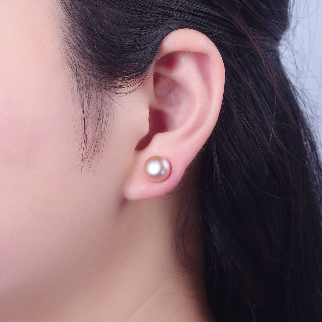Minimalist Gold Pearl Studs Earrings | 9mm-9.5mm Round Black, White, Pink, Purple Pearl Stud | Bridal, Graduation, Streetwear Jewelry | T-367 T-368 T-369 T-370