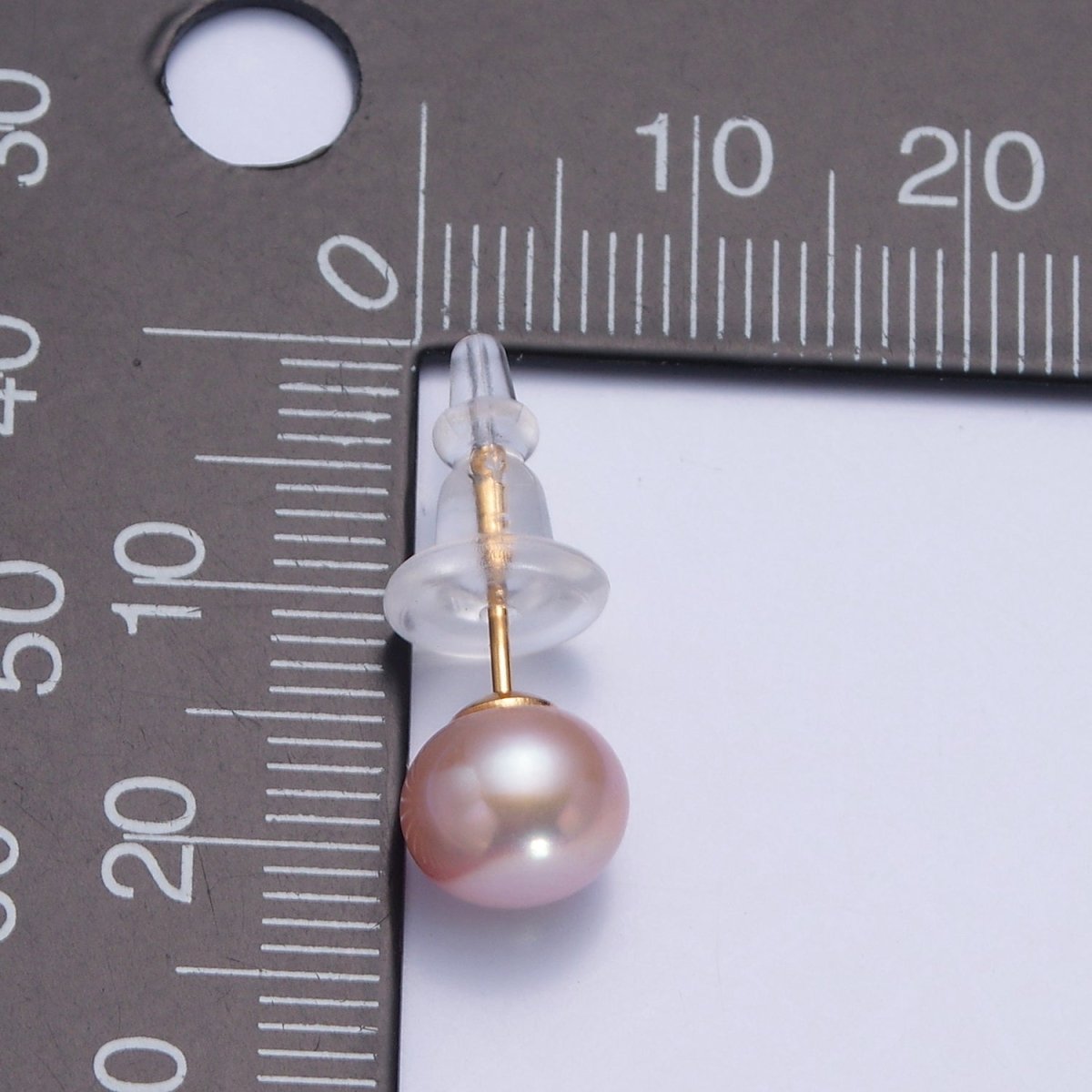 8mm Freshwater Pearl Button Gemstone Stud Earrings in Gold &amp; Silver
