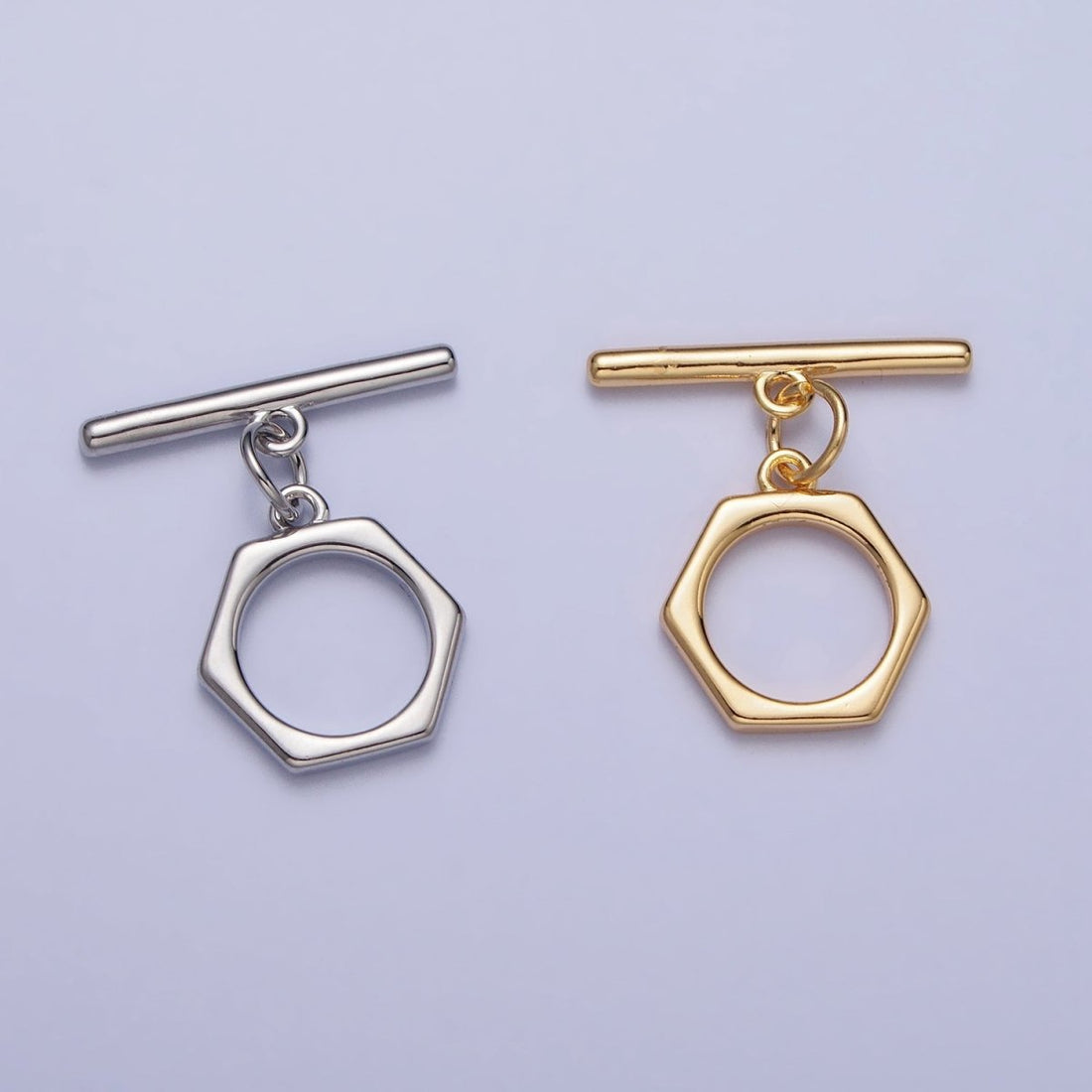 Minimalist Hexagonal Toggle Clasps Jewelry Closure Supply in Gold &amp; Silver | Z-103 Z-104