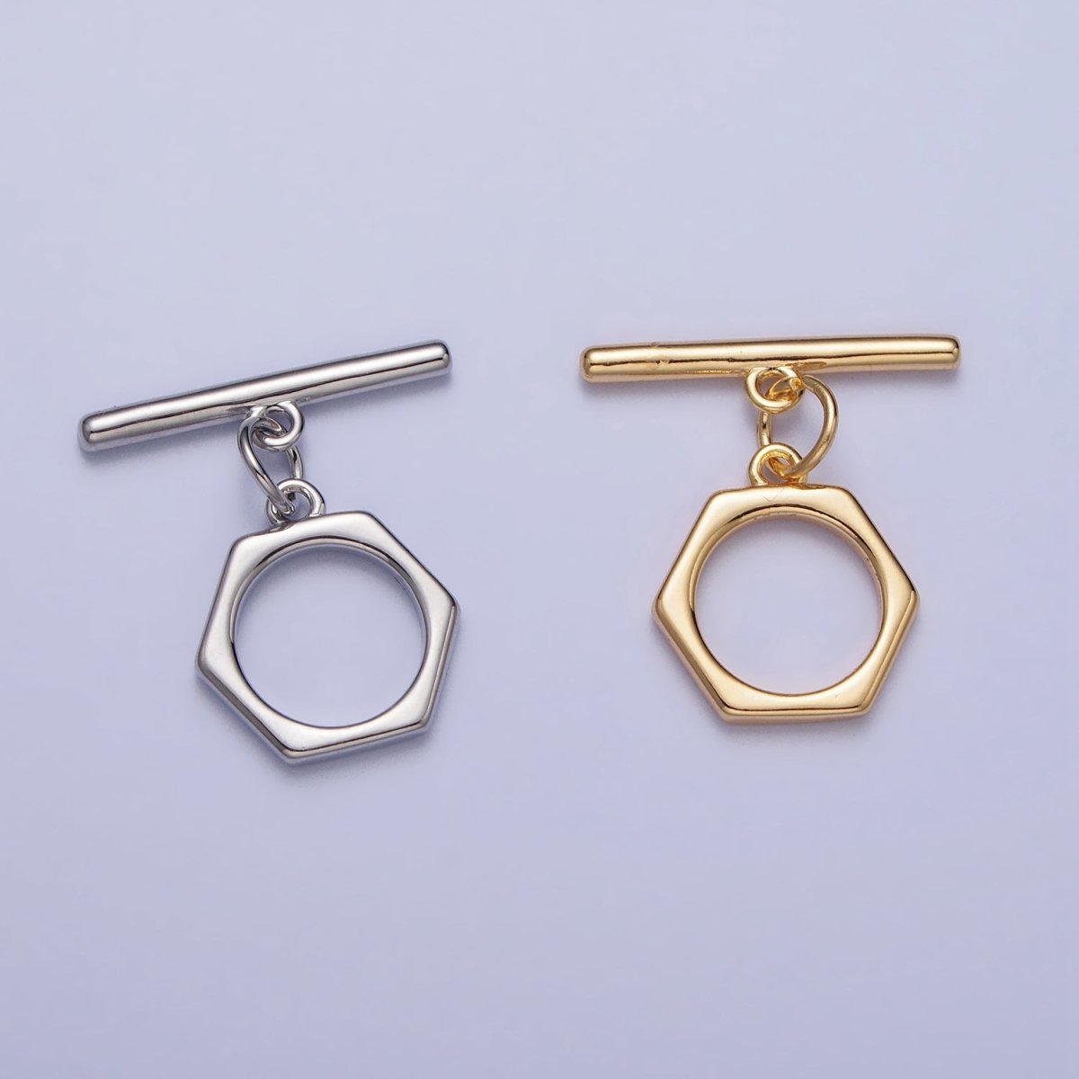 Minimalist Hexagonal Toggle Clasps Jewelry Closure Supply in Gold &amp; Silver | Z-103 Z-104