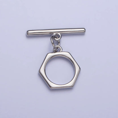 Minimalist Hexagonal Toggle Clasps Jewelry Closure Supply in Gold &amp; Silver | Z-103 Z-104