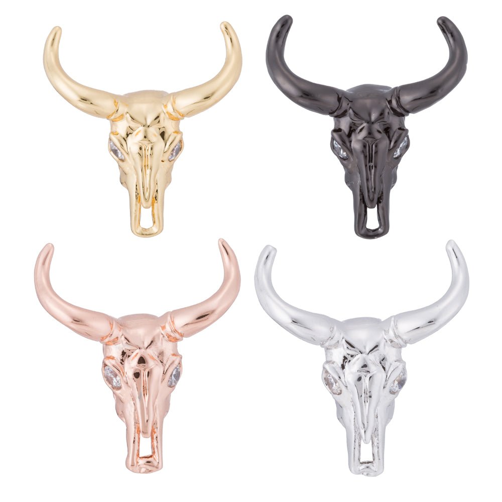 Minimalist Longhorn Bull Ox Head Texas Spacer Bead | B-060