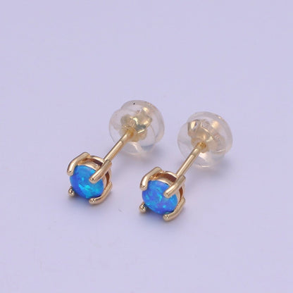 Minimalist Opal Stud Earrings in 18k Gold Filled Earring Pink Blue White Opal, Tiny Circle Dot Jewelry Dainty Stud Earring for gift P-073~P-075
