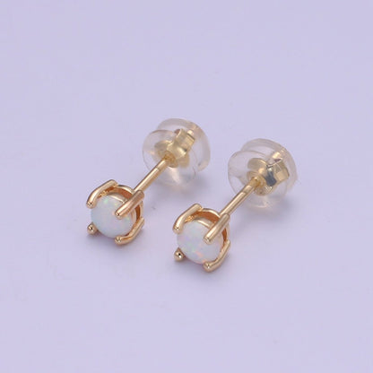 Minimalist Opal Stud Earrings in 18k Gold Filled Earring Pink Blue White Opal, Tiny Circle Dot Jewelry Dainty Stud Earring for gift P-073~P-075