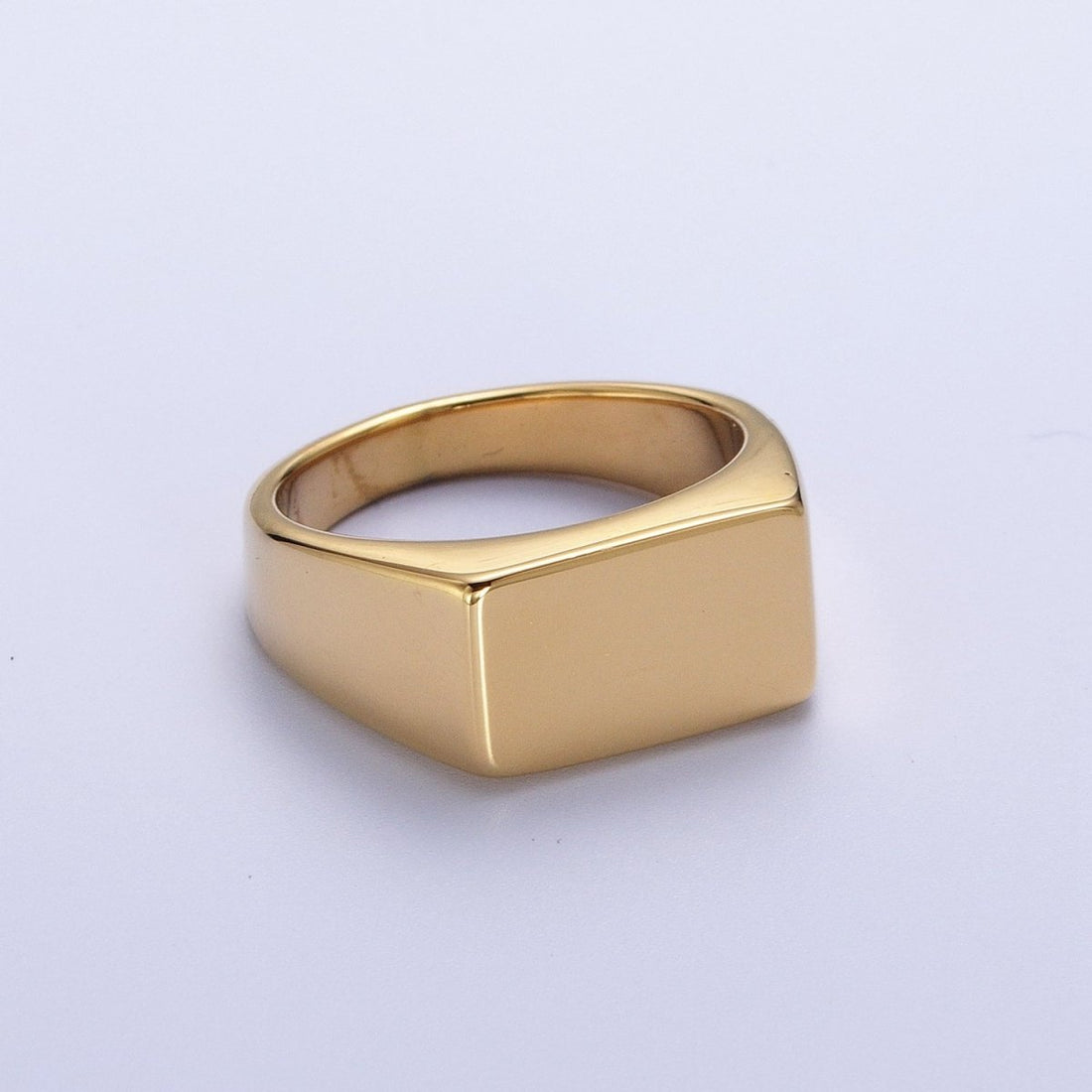 Minimalist Rectangular Signet Stainless Steel Ring in Gold &amp; Silver | O-2009~ O-2012