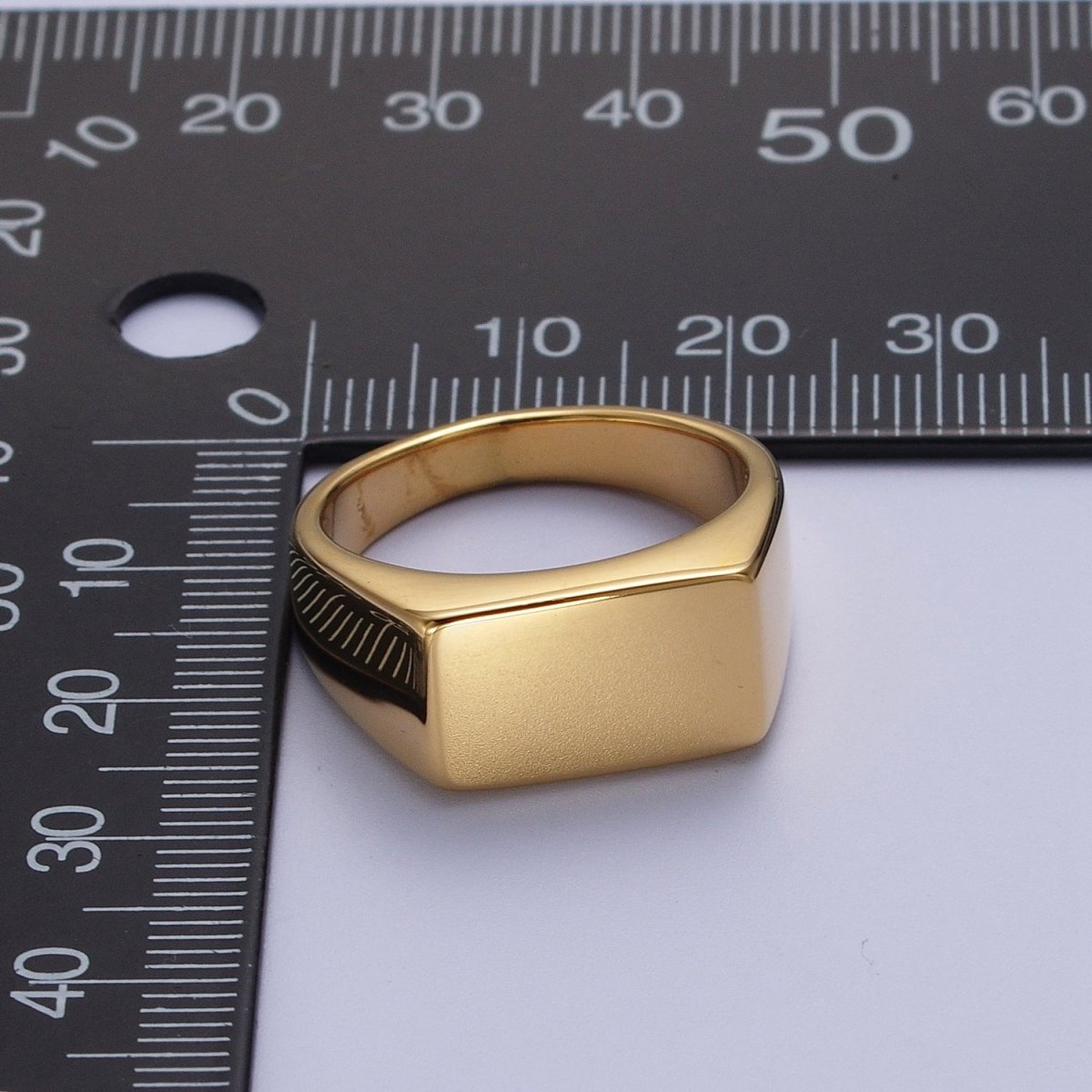 Minimalist Rectangular Signet Stainless Steel Ring in Gold &amp; Silver | O-2009~ O-2012