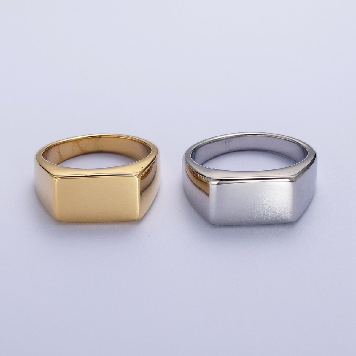 Minimalist Rectangular Signet Stainless Steel Ring in Gold &amp; Silver | O-2009~ O-2012