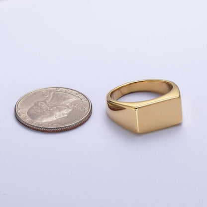 Minimalist Rectangular Signet Stainless Steel Ring in Gold &amp; Silver | O-2009~ O-2012
