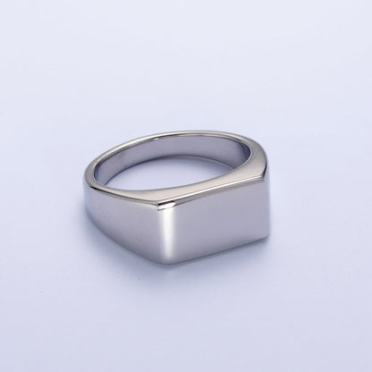 Minimalist Rectangular Signet Stainless Steel Ring in Gold &amp; Silver | O-2009~ O-2012