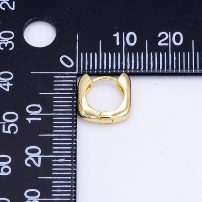 Minimalist Rectangular Small Hoop Earrings Gold Filled Sterling Geometric Hoop Earrings AB1155