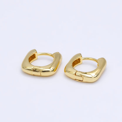 Minimalist Rectangular Small Hoop Earrings Gold Filled Sterling Geometric Hoop Earrings AB1155