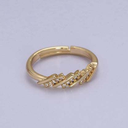 Minimalist Rings Clear CZ Stacking Jewelry Gold Filled Band ring Adjustable S-528