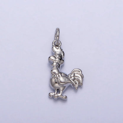 Minimalist Rooster Chicken Animal Charm in Gold &amp; Silver | AC235 AC236