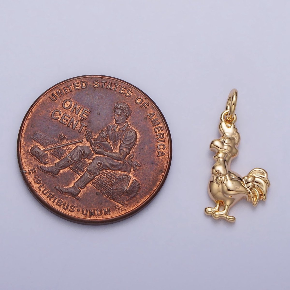 Minimalist Rooster Chicken Animal Charm in Gold &amp; Silver | AC235 AC236