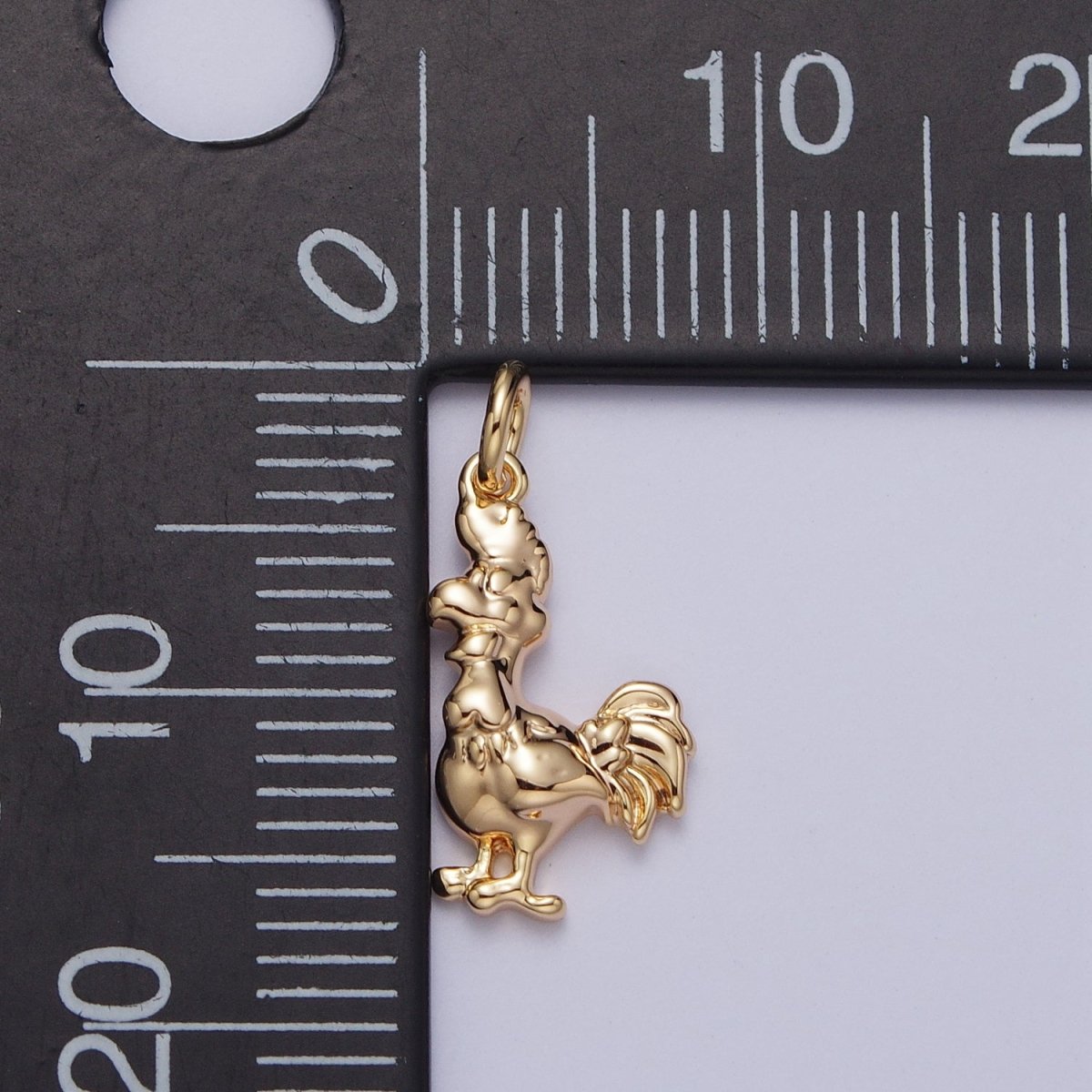 Minimalist Rooster Chicken Animal Charm in Gold &amp; Silver | AC235 AC236