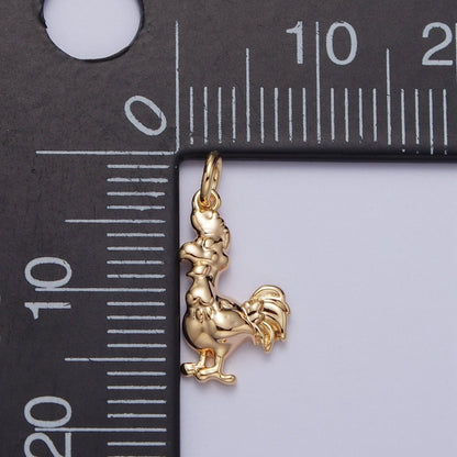 Minimalist Rooster Chicken Animal Charm in Gold &amp; Silver | AC235 AC236