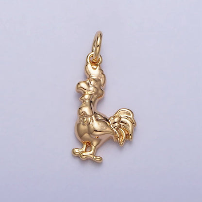 Minimalist Rooster Chicken Animal Charm in Gold &amp; Silver | AC235 AC236