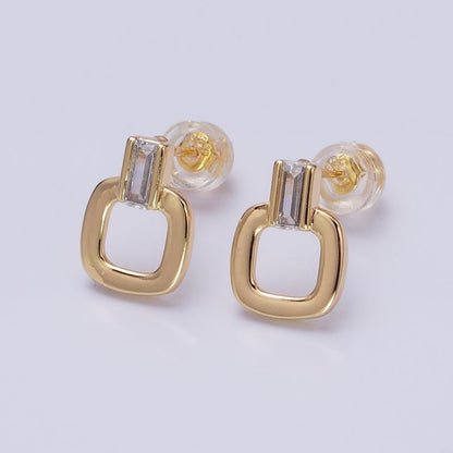 Minimalist Square Stud Earrings, Silver and Gold Modern Geometric Stud Earrings AB641 AB642