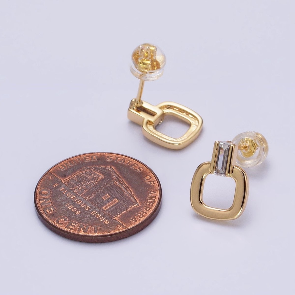 Minimalist Square Stud Earrings, Silver and Gold Modern Geometric Stud Earrings AB641 AB642